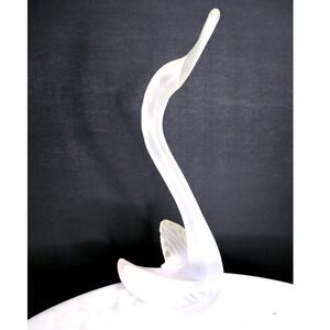 Vtg Lucite Swan Bird Clear Sculpture MCM Midcentury Large Frosted Trnslcnt 14 in